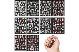 CELVIBE Nagelsticker Weihnachten 10 Blatt Nagelaufkleber Selbstklebend Weihnachtsweißer Schneeflocken-Winter Nail Art Sticker Dekoration Nageldesign Zubehör (Style 1)