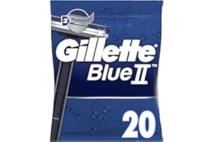 Gillette BlueII Rasoi Da Uomo Usa E Getta Confezione Da 20, Rasoio A 2 Lame Con Testina Fissa