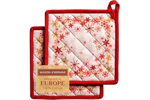 Maison d' Hermine Crystal Star Set di 2 presine, 100% cotone, per pentole, forno, forno a microonde, grigliate, per il Ringraziamento, Natale (20cm x 20cm)