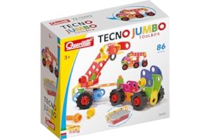 Quercetti Tecno Jumbo Toolbox, Jeux de Construction, Activité Manuelle avec vis et écrous, Jouet Enfant 3 Ans - 8 Ans, Jeux Exterieur Enfant, Bricolage et Motricité Fine, Jeu De Societe