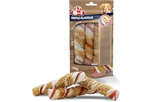 8in1 Triple Flavour Rolls – Rouleaux à Mâcher pour Chien adulte – Plus de viande, plus de durée de mâche - Limite le Tartre - Sans OGM, Conservateur Artificiel