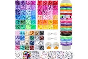 LYMOOR 3000 Pony Bead Set 72 Colors, Include 1000 Letter Beads, Kandi Pony Beads for Bracelet Making, Colour DIY Craft Hair Bead Kit Used to Make Party Jewelry Accessories with Elastic Cord