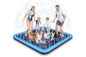 Haozozo Jouets Aquatiques pour Enfants, Jeux d'extérieur avec Fonction antidérapante, Tapis à Jets d'eau de 200 cm (Carré 200 cm)