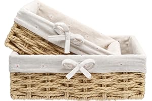 APOMOONS 2 Pezzi Cestino Pane con Foderato, 2 Misure Cestini Pane in Corda di Carta, Cestini Stoccaggio per Dolci Dessert Colazione, Cachi