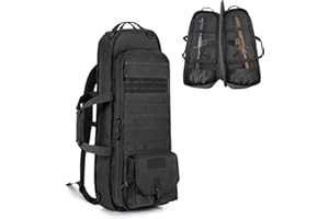 GOBUROS Tactical Rifle Bag Rucksack für 71CM Gewehre, weicher Gewehrkoffer mit 3 Magazinhaltern, gepolsterten Schultergurten, abschließbarem Reißverschluss und Molle-System für Jagd und Schießen