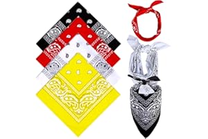 SIMSKY 4 Piezas Bandanas Estampado Paisley,Bufanda de Cuello, Estilo Retro, Multicolor y Multifunción, Bandana para Hombre y Pañuelos de Cabeza para Mujer, niño, pañuelo rock pirata,4 colores, 55 x 55 cm