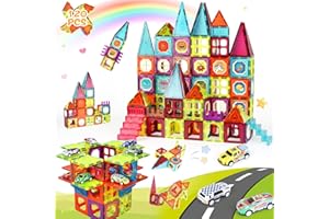 GAVGROOM 120 Piezas Bloques Construcción Magnéticos Juguetes Educativos para Niños Juego de Construcción Magnético para Niños con Coches y Pegatinas Nueva forma del aparcamient, Regalos para de 3 años+