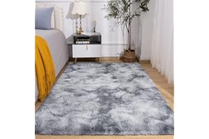 Calore Puszysty Dywan Do Salonu, Sypialni i Pokoju Dziecięcego - Kudłaty, Miękki, 80 x 120 cm - Wygodna Mata Podłogowa Do Dekoracji Domu, Szaro-Biały