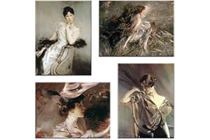 LuxHomeDecor Quadri Giovanni Boldini 4 Pezzi 40x30 cm Stampa su Tela con Telaio in Legno Arte arredo