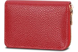 IHIGOGOFA Porte Cartes de Crédit Cuir Fermeture Eclair, Crédit Portefeuille Blocage RFID avec 11 emplacements pour Cartes