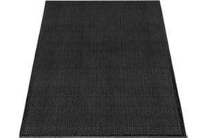 Paco Home Indoor & Outdoor Rug, Terrace And Balcony, Weatherproof One Colour With Texture, Size:140x200 cm, Colour:Black