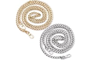 Riddur 2 Pezzi Catena per Borsa in Metallo, Cinghie di Ricambio per Catena per Borsa da 120 cm, Catena per Borsa con Fermagli Girevoli per Borsa, Portafoglio Pochette (Oro, Argento)