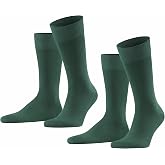 Falke Mens Happy 2-Pack Socks Breathable Cotton Flat Seam Extra Soft | Pack of 2 pairs of cotton socks