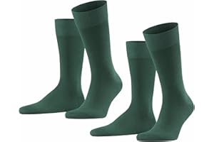 FALKE homme Happy 2-Pack chaussettes respirantes coton renforcées extra-douces sur la peau unies couture plate aux orteils pour vie quotidienne et travail multipack lot de 2 paires