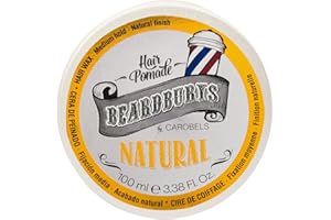 BY CAROBELS BEARDBURYS Beardburys Natural, Cera para el Cabello para Hombres, Fijación Media y Ligero Brillo para un Efecto Natural, Aporta Volumen y es Fácil de Moldear, 100 ml