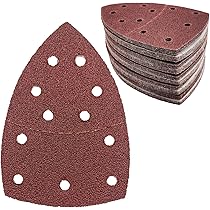 Lot De 50 Feuilles Abrasives Triangulaires 11 Trous - Grain 40 à 240 - Pour Ponceuse 'souris' - 155 X 108 Mm