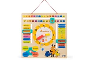 small foot Orologio didattico "Die Maus" in legnocon calendario, mostra le stagioni e l'ora, dai 3 anni, 10496
