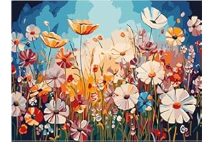 AIRDEA Flores Silvestres Pintar por Numeros Adultos, DIY Pintura por Numeros Adultos, Patio Paint By Numbers Adult Pintura al óleo de Lienzo con Pinceles Pigmento Acrílico 40x30 cm (Sin Marco)