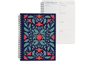 Rileys & Co - Agenda Pour Femme Daily Planner Planning pour une Journée Organisée 160 Pages Non Datées Journal Fitness et Tâches à Faire Planification des Repas A5-20 cm x 15 cm (Rose)