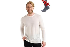 Merino.tech Camiseta Lana Merino Hombre Manga Larga— 100% orgánica de Lana Merino Camisetas Manga Larga Hombre Capa Merino Base Layer