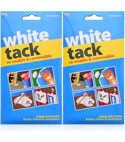 UHU White Tack Doppia Confezione - Stucco Adesivo Riutilizzabile Bianco Per Decorazioni E Carta - Foto 6