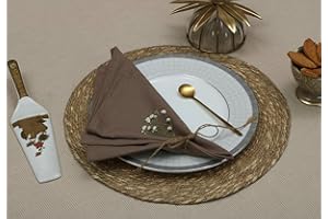 Cloth Napkins Set of 12 (18x18 Inches or 46x46 CM) 100% Cotton Everyday Use Premium Quality Cloth Napkins Festive Holiday Table Décor for Christmas Parties & Dining-Grey Beige-The Home Talk