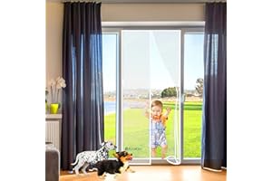 AWMDER Porte moustiquaire magnétique, 90 x 205 cm moustiquaire moustiques insectes Fermeture Automatique Montage adhésif facile, sans perçage, idéal pour porte balcon patio Blanc