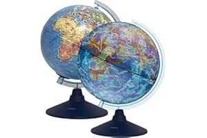 Exerz 21cm Globe Lumineux, Carte anglaise - Carte physique de jour/Constellation étoiles avec éclairage – Globe Terrestre Pivotant (21cm neuf)