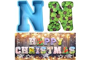 YANMUCY Moldes de silicona con alfabeto 3D moldes epoxi de letras grandes para resina de moldes de letras de fundición moldes de chocolate para cumpleaños, bodas, fiestas, Navidad, manualidades, adornos