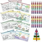 16 Stück Stoffbeutel Zum Bemalen - DIY Mal Set Für Kinder Mit Wachsmalstiften