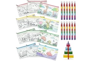 ‎ICEPAPA ICEPAPA, 12 Federmäppchen zum Bemalen für Kinder und 12 Wachsmalstifte Stapelbar (7 Farben in 1), Perfekt für Kleine Geschenke für Kinder, Gastgeschenk Kindergeburtstag, Gastgeschenke Hochzeit