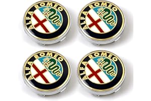 YAHUI 4 Pièces Cache Moyeu pour Alfa Romeo Mito 147 156 159 166, Enjoliveur de Voiture Bouchon de Jante Imperméables Anti-poussière Antirouille Jante Centre Badge,50MM