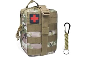 QIYUANT Molle Médico Bolsa Primeros Auxilios con Mosquetón Bolsa Botiquín Táctica Riñonera Militar Bolsa Rip-Away EMT Bolsa de Emergencia para Camping Senderismo Ciclismo Coche a Casa Camuflaje CP