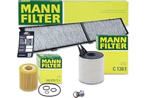 ‎MANN-FILTER MANN-FILTER Inspektionspaket Filterset 1x Ölfilter, 1x Luftfilter, 1x Innenraumfilter (Aktivkohle), 1x Ölablassschraube Kompatibel mit BMW 1er (E81)(E87)(E88)(E82), 3er (E90)(E93)(E92)(E91), X1 (E84)
