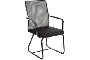 Baroni Home Sedia da Ufficio con Braccioli con Schienale Ergonomico in Tela Traspirante, Poltroncina a Sbalzo per Sale d'Attesa e Conferenze, 47X60X92 cm, Carico 130 kg Nera