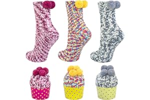 Kotashion Calze Donna Termiche, Calzini Novità Natalizi Cupcake, Calzini Caldi Da Letto Invernali, Regali Di Natale Festivi Per Donne, Taglia 37-42