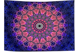 burkfeeg Ctapisserie Fluorescente 150x200 cm Tenture Mandala,Tapisserie Psychédélique,Tapisserie Murale Mandala Convient Comme Tapisserie, Décoration Murale, Serviette de Plage, Décoration de Nappe