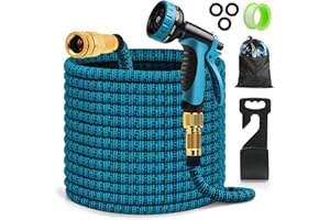 XUEMUO Manguera de agua extensible y retráctil con boquilla de pulverización de 10 funciones para jardín y lavado de autos, 30 Metros