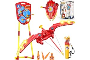 ANCESFUN Set di Arco e Frecce 2-in-1 per Bambini, Gioco di Tiro con Arco e Scudo, 1 Arco Luminoso, 10 Frecce con Ventose e Carquois, 1 Bersaglio Inclinabile, Regalo Perfetto per Ragazzi e Ragazze