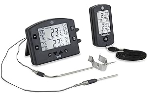 ETI Themapen Smoke Wireless BBQ Thermometer for Smoker, Grill, Oven and Kitchen with 2 Channels, Backlit Display, Max/Min & High/Low Alarms. Perfect for barbeque meat and pit