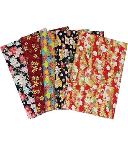 Jukway 6 Pezzi Tessuto Cotone 40x40 cm Stoffa Patchwork Quadrati, Tessuti Bronzante Motivi Floreali Stoffe per Cucito Creativo, Trapuntatura, Decorazione, Hobby Artigianale (Rosa