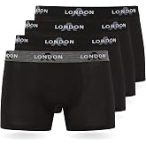 FM London Pack of 4/8 Men's Boxer Shorts, Elastic Waist, Soft