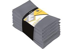 Utopia Kitchen Serviettes de Table en Tissu [12 Pack, Charbon] 46x46 cm en Coton Mélangé Lavable et Réutilisable pour l'hôtel, Le Déjeuner, Le Restaurant, Les Mariages, Les Evénements et Les Fêtes