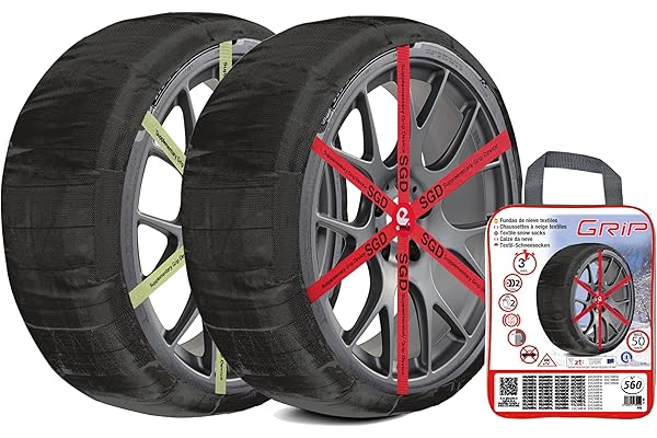 RD9 - Grip - Cadenas de nieve textil, talla Nº 560, set 2 uds, guantes incluidos