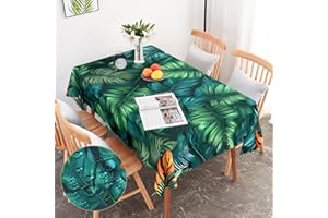 ‎G-DAKE G-dake Tischdecke Abwaschbar Rechteckig, Wasserdicht Palmenblätter Tischtuch Polyester Fleckschutz Garten Tischdecken für Draußen Küche Party Deko (110x140cm)