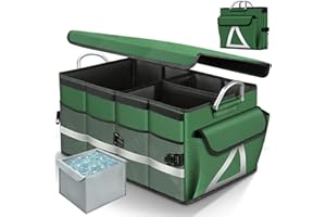 WINHUNT Kofferraumtasche, 66 Liter XXL Kofferraum Organizer, Auto Kofferraum Organizer mit Deckel, Wasserdichte Praktische, Tragbare Faltbare, Rutschfester Boden, mit Aluminium Griffe Reflexstreifen