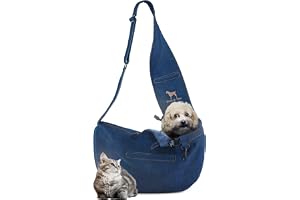 Noah & Paw Transportväska för hundar 3-10 lb, bärselen för små hundar och katter, justerbar vadderad rem, vegansk denim fodra