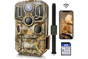 XTU Telecamera per animali selvatici WLAN con sensore di movimento, visione notturna, trasmissione cellulare 24 MP 1296P HD, WiFi, 0.2 secondi, IP65, telecamera impermeabile con scheda SD 32 G
