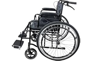 FREE TO BE MOBILITY EQUIPMENT Folding Wheelchair Self Propelled Lightweight Transit Footrest Armrest Brake Large Wheel Mobility Aid from FreeToBe (Black, 18" Wide SEAT)