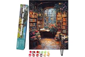 Bougimal Pintura por Números Adultos Paisaje con Pinceles y Pinturas Acrílicas - 40 x 50 cm, Sin marco, Librería 1